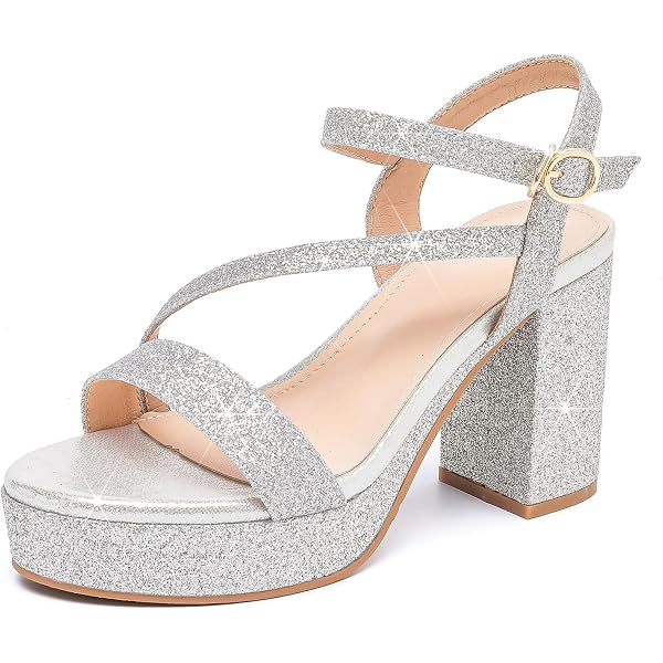 Eugisy Women's Strappy Kitten Heel Sandals - Square Open Toe, Ankle Strap, 2.36 Inch Heel | Party, Wedding, Dress Shoes