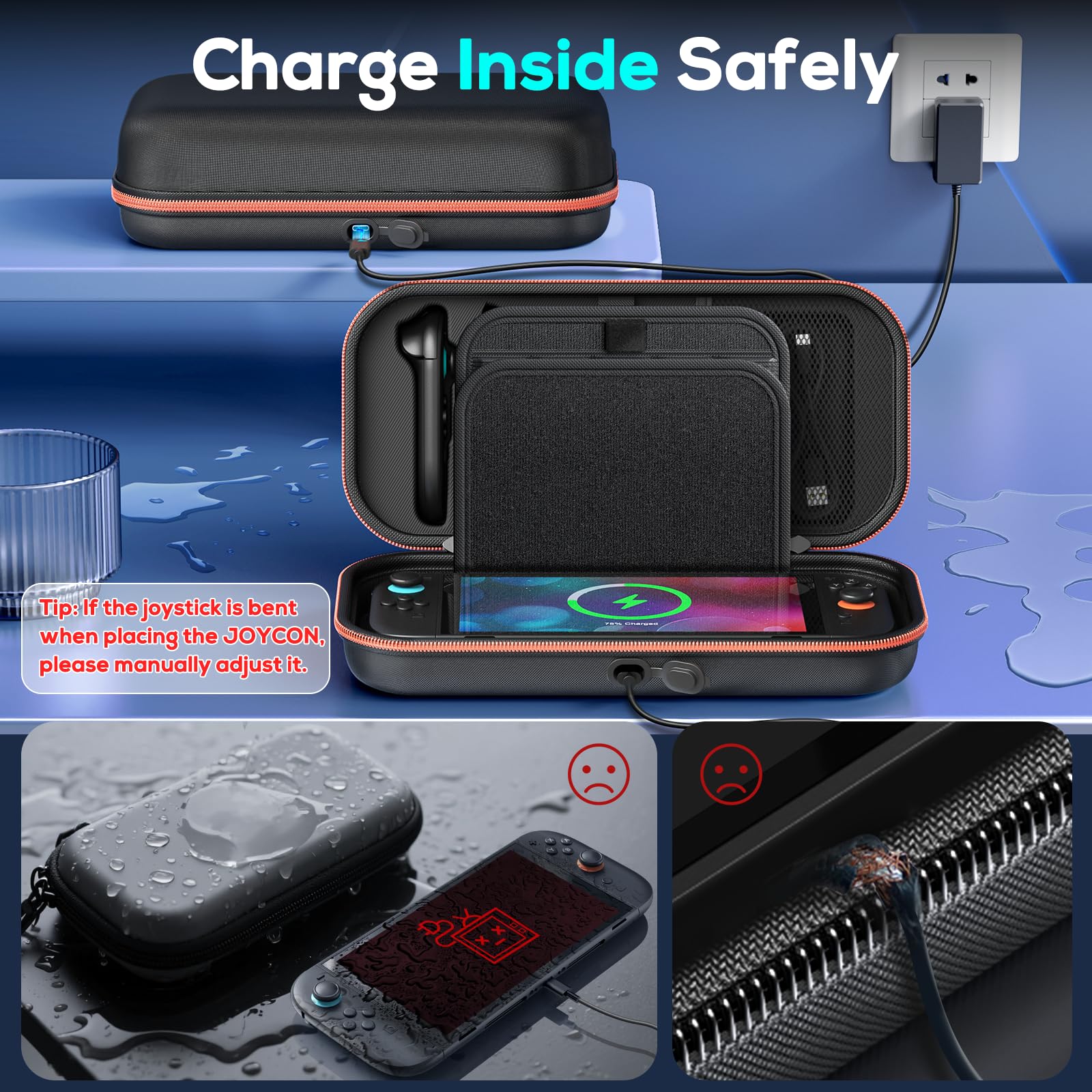 Auarte [Charge inside] Carrying Case for Nintendo Switch 2 2025 / Switch OLED / Switch with Adapter and for Joy Cons Storage, Travel Case for Switch 2 Console with 22 Game Card Storage