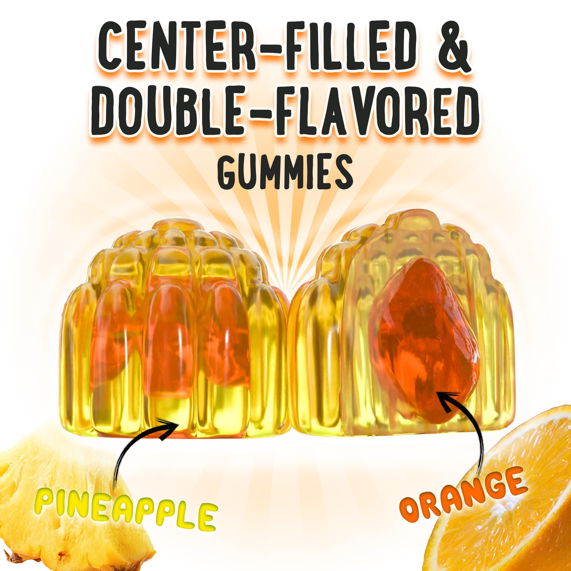 Center-Filled Magnesium Glycinate Gummies 400MG - High Absorption for Kids, Teens & Adults - Supplement for Sleep, Calm & Muscle Relaxation with B6 & D3 - Gluten Free & Vegan Friendly - 120 Count