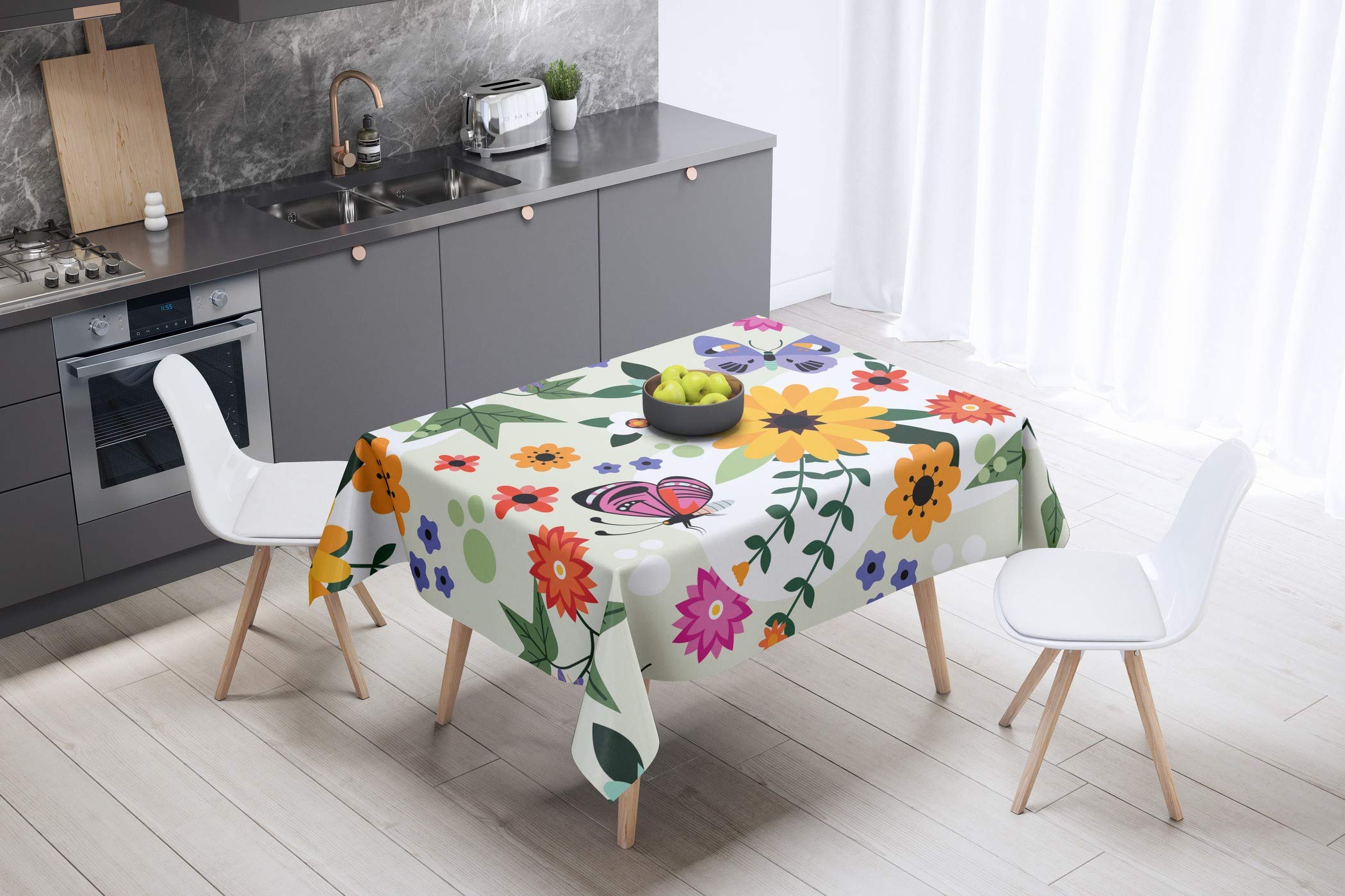 Bonamaison Kitchen Decoration, Tablecloth, 140cm x 140cm - Designed and Manufactured in Turkey