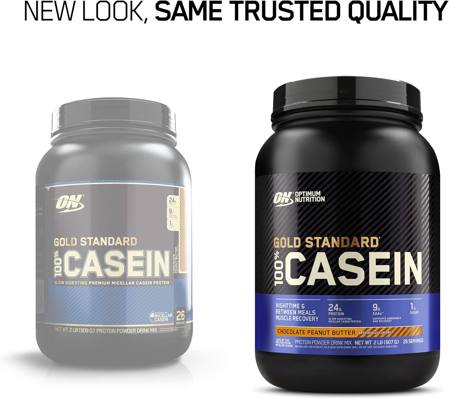 Optimum Nutrition Gold Standard 100% Micellar Casein Protein Powder, Slow Digesting, Helps Keep You Full, Overnight Muscle Recovery, Chocolate Peanut Butter, 2 Pound (Packaging May Vary): Health & Personal Care