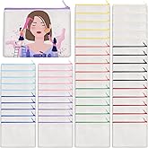 AMDAILY 50Pcs Canvas Makeup Bags Bulk, 7.87 x 5.7Inch Cotton Sublimation Blank DIY Heat Transfer Cosmetic Bag w/Colorful Zipper for Bridesmaid Makeup Bag Travel Toiletry Pouch Storage, Easter Craft
