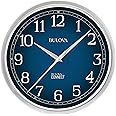 Bulova Clocks Bulova Precise Connect Wall Clock C5001, 12.5", Matte Silver and Blue