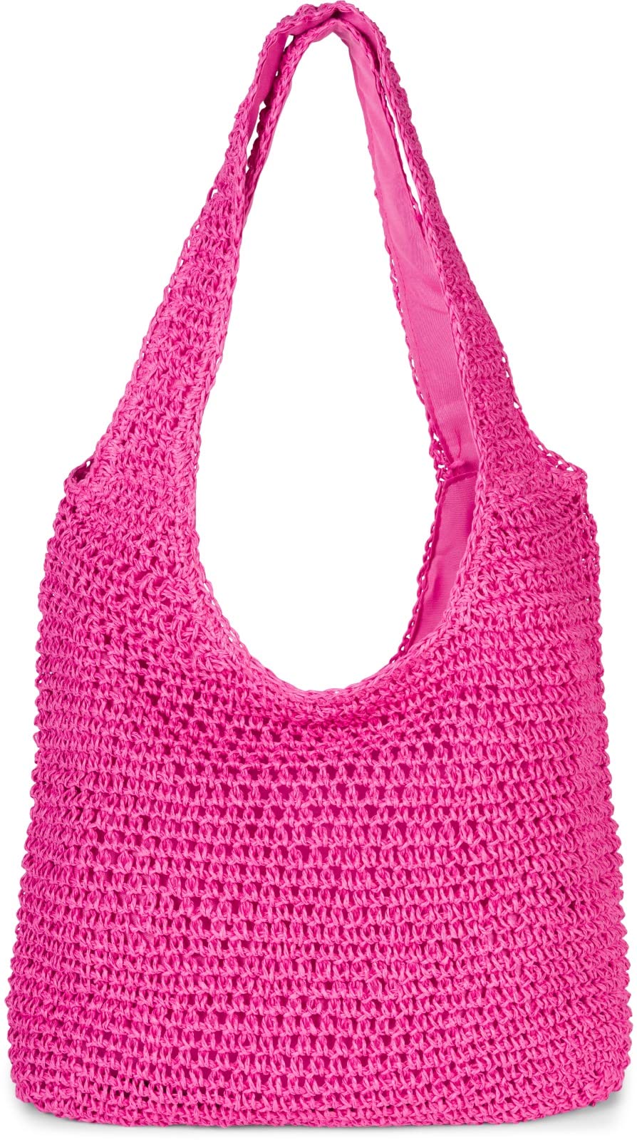 styleBREAKER Ladies Paper Straw Bag with Long Wide Handles, Beach Bag, Shoulder Bag, Braided Bag 02012397, Colour:Pink-