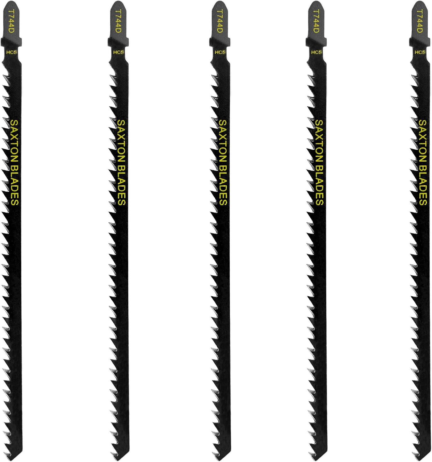 5x Saxton T744D - 178mm Extra Long Jigsaw Blades Wood Compatible with Bosch Makita Milwaukee etc, Black
