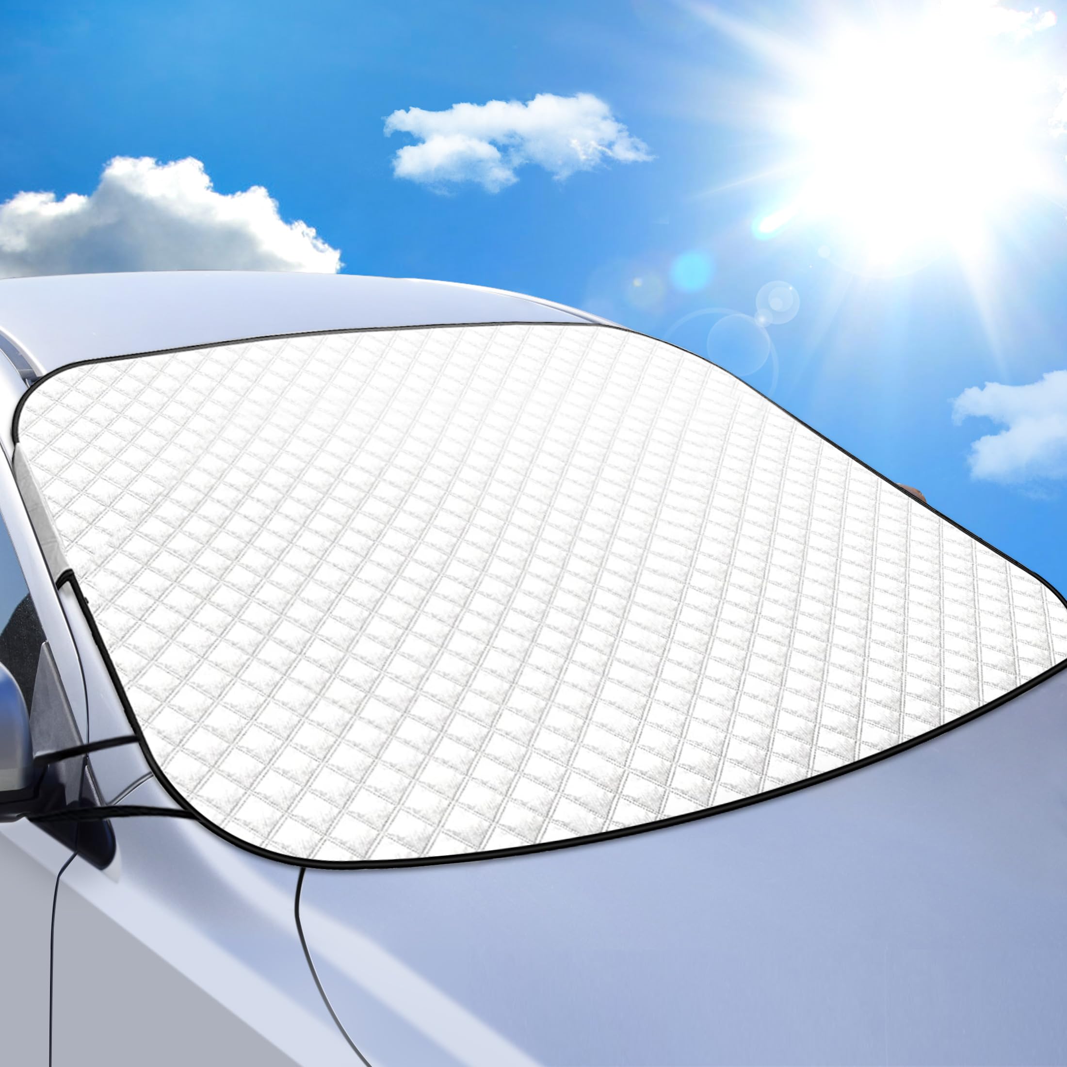 Car Windscreen Cover, Windscreen Sun Shade, Block UV Rays in Summer, Heavy Duty Thickened Protective Windshield Cover, Universal
