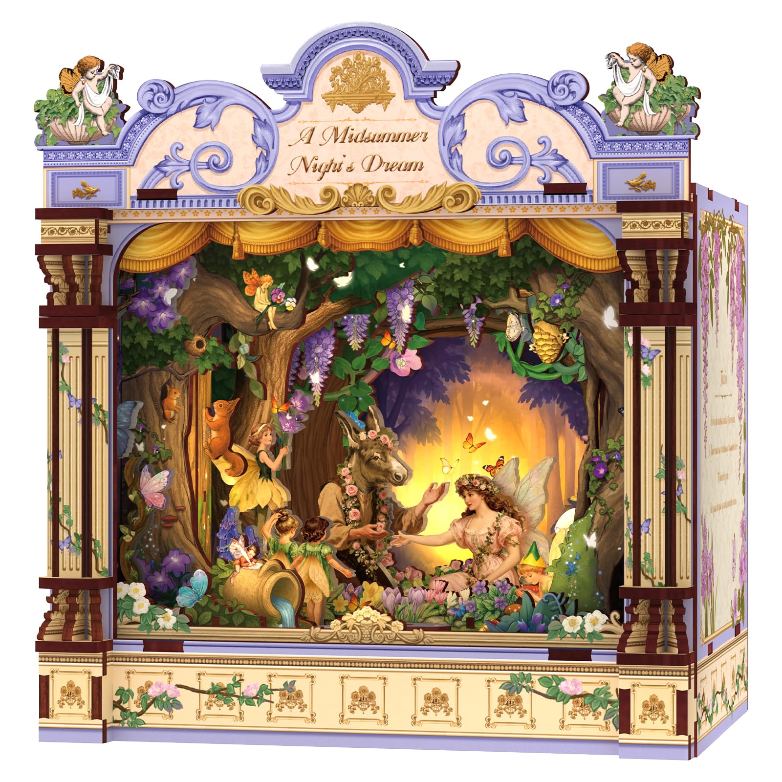 CUTEBEE Miniature House DIY Kit, 3D Wooden Puzzle for Adults, DIY Book Nook, Shakespeare Literary Gift, Enchanted Forest Miniature Theatre Bookshelf Decoration（A Midsummer Night’s Dream）