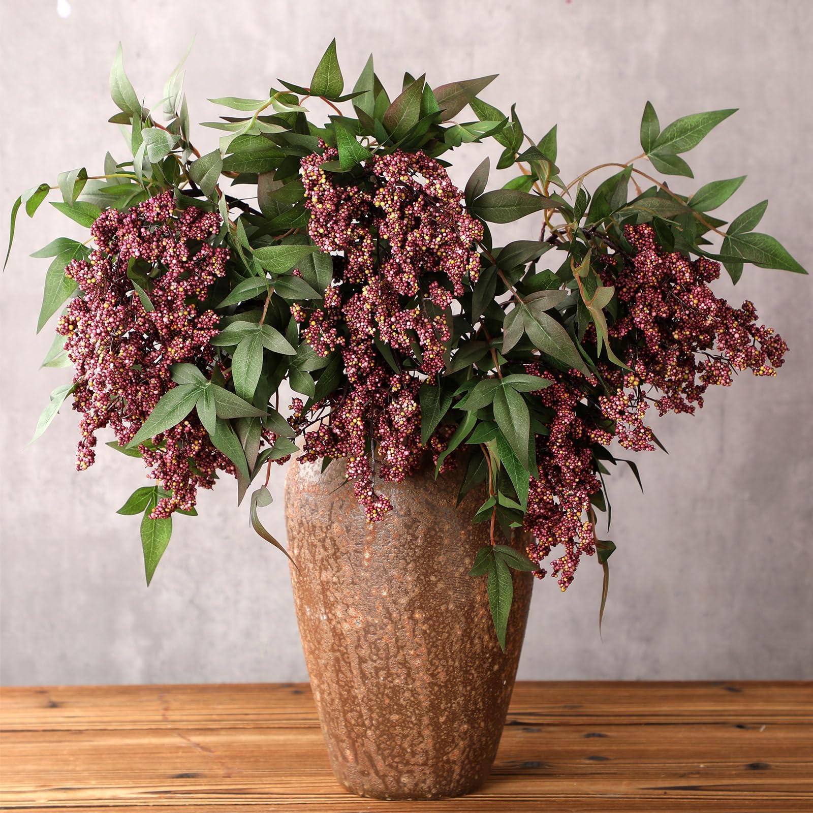 Photo 1 of Zeyune 1 Pcs Fall Artificial Dusty Plum Stem Sedum Berry Stem Autumn Faux Berry Picks Branches Faux Spray for Home Halloween Thanksgiving Farmhouse Mantel Harvest DIY Decorations (Dusty Plum)