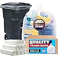 Tasker 64-65 Gallon Clear Trash Bags, Clear Recycling Bag (Huge 120 Count) 60 Gallon Clear Extra Large Recycling Garbage Bags