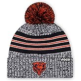 FOCO NFL Unisex-Adult NFL Team Logo Heather Stripe Pom Beanie Hat