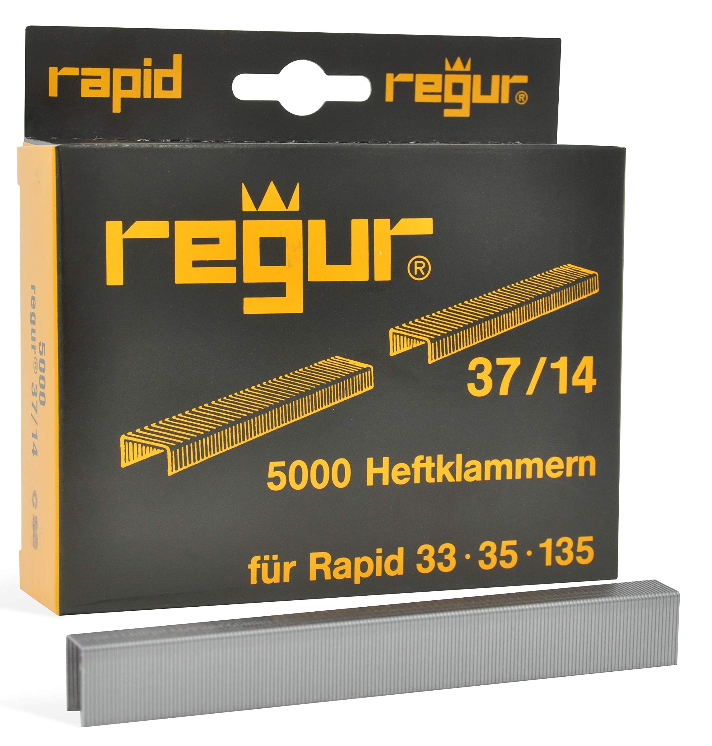 REGUR Type 37 V2A fine wire staples - 5,000 pieces in length 37/14 mm - Stainless steel staples for attaching fabrics, leather, textiles and for crafting and decorating