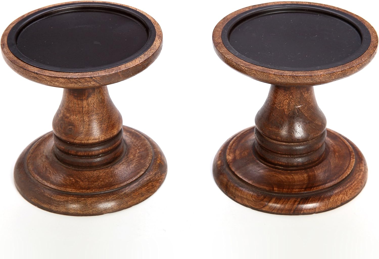 Hosley Set of 2 Wood Pillar Candle Holders 5 Inch High Ideal Gift for Weddings Bridal Party Spa Reiki Meditation Votive LED Pillar Candle Gardens O3: Home & Kitchen