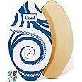 BPS New Zealand ‘Koru’ Skimboard with Colored EVA Grip Pad and High Gloss Clear Coat Wooden Skim Boards for Kids and Adults | Choose from 3 Sizes and Traction Pad Color