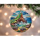 Gal�Pagos Islands Ecuador Christmas Ornament - Family Trip Christmas Ornament - Stained Glass Style Christmas Decoration - Gift For Travelers - Ecuador Souvenir For Trip Lovers Printed on Both Sides