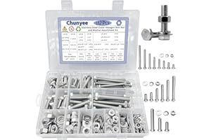 Chunyee 232Pcs Hex Nuts and Bolts Kit Stainless Steel Spring Washers Assortment Kit, 17 SAE Sizes 1/4-20 5/16-18 3/8-16 Machine Screws Assortment Set with Storage Case
