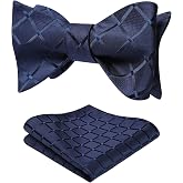 Bow Ties for Men Check Plaid Self Tie Bow Tie and Pocket Square Bowtie Formal Tuxedo Wedding Bowties Handkerchief Set
