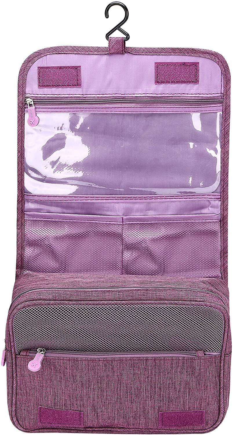 Acopton Portable Hanging Travel Toiletry Bag for Men and Womens Waterproof Bathrooom Shower Bag Multifunctional Cosmetic Makeup Organzier (Purple)