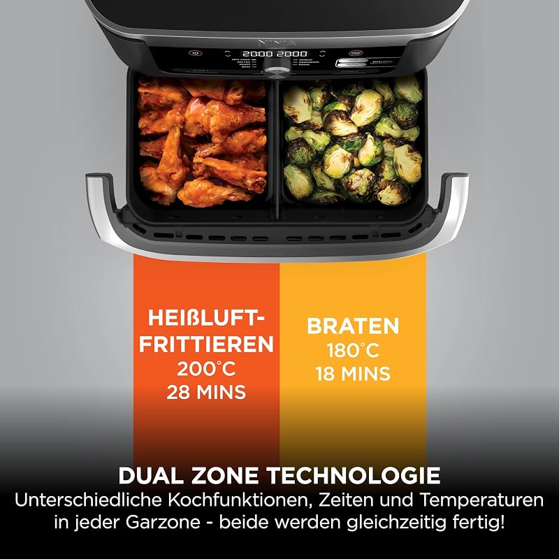 Foodi FlexDrawer Heißluftfritteuse, 10,4 L, Dual Zone, Schwarz/Kupfer