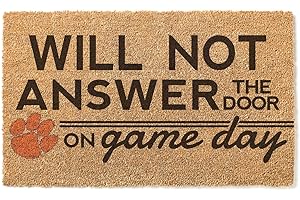 KH Sports Fan Clemson Tigers Will Not Answer on Gameday Coir Doormat, 18x30 Inches, Tigers Outdoor Rug; Display Your Team Spirit with This Unique Clemson Tigers Doormat