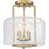 Savoy House 6-7790-3-322 Avalon Traditional Farmhouse Crackled Glass Semi-Flush, 3-Light 180 Total Watts, 12" H x 11" W, Warm