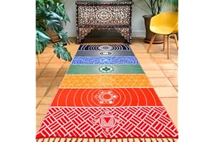 Neasyth Mexican Yoga Mat Beach Picnic Blanket Chakra Meditation Mat Yoga Rug Sunscreen Shawl Chakra Wall Tapestry Decor Boho Pilates 59 in (Polyester Fibre)