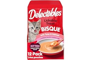 Hartz Delectables Lickable Treat Bisque Kitten Wet Cat Treat with Real Chicken & Veggies, Completed & Balanced, Hydrating, Grain-Free, No Fillers, No Added Preservatives, 1.4oz Pouch, 12ct