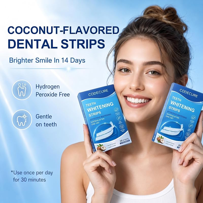 Tiras Blanqueadoras Dientes Sin Sensibilidad Sabor Coco 28 Tiras