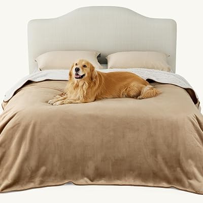 LE SURE Waterproof Fleece Blanket 229x218cm Camel for Large Dogs Pets