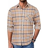 COOFANDY Mens Flannel Shirts Long Sleeve Plaid Button Down Shirt Casual Cotton Shirt with Pocket