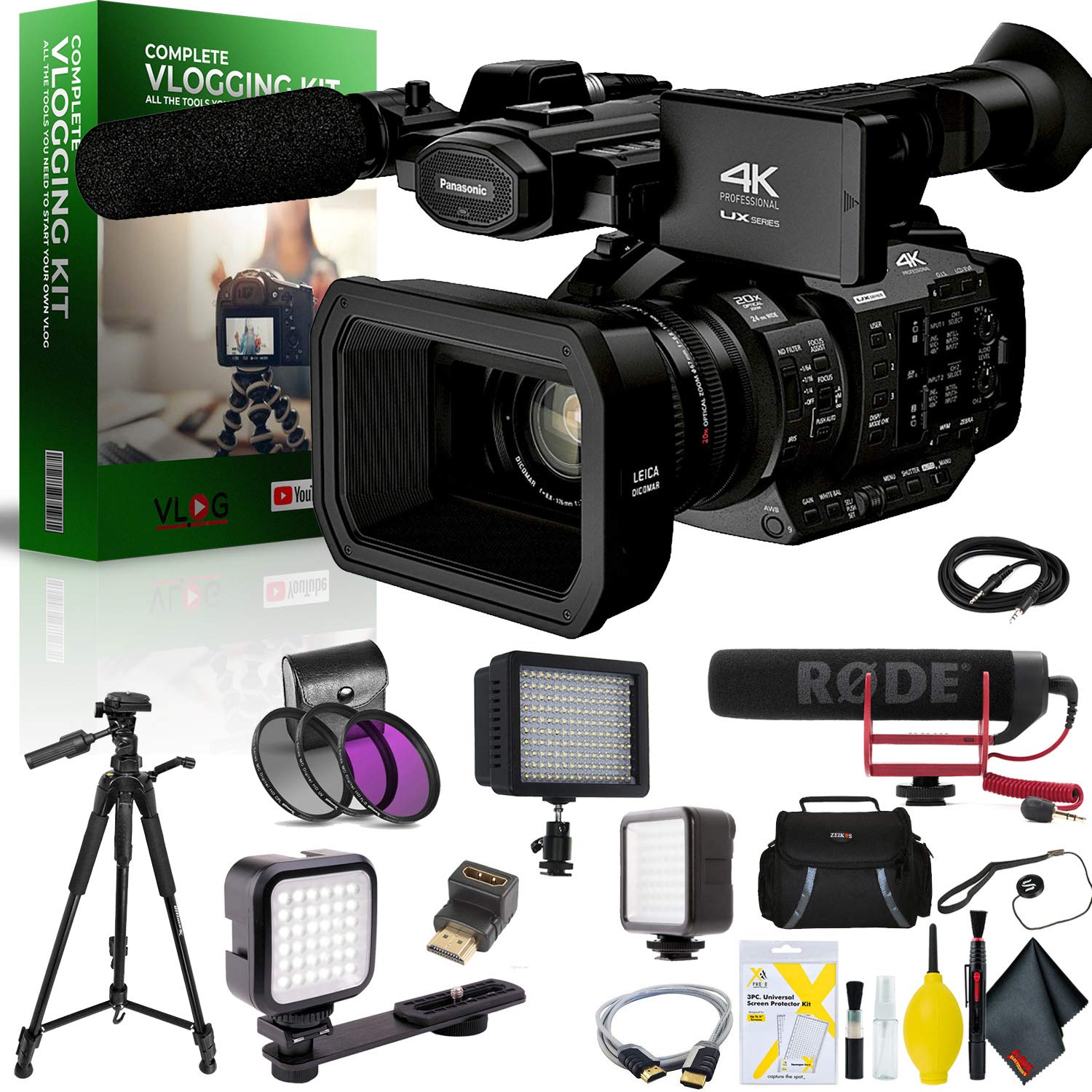 Panasonic AG-UX180 4K Premium Professional Camcorder Vlogging Kit ...