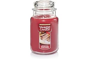 Yankee Candle Sparkling Cinnamon Scented, Classic 22oz Large Jar Single Wick Candle, Over 110 Hours of Burn Time, Christmas |