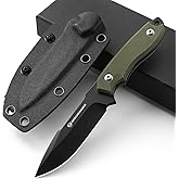 DRACHENADER 7" D2 Steel EDC Fixed Blade Knife, Versatile Carry with Kydex Sheath and G10 Handle (B- Black Balde + Green Handle)