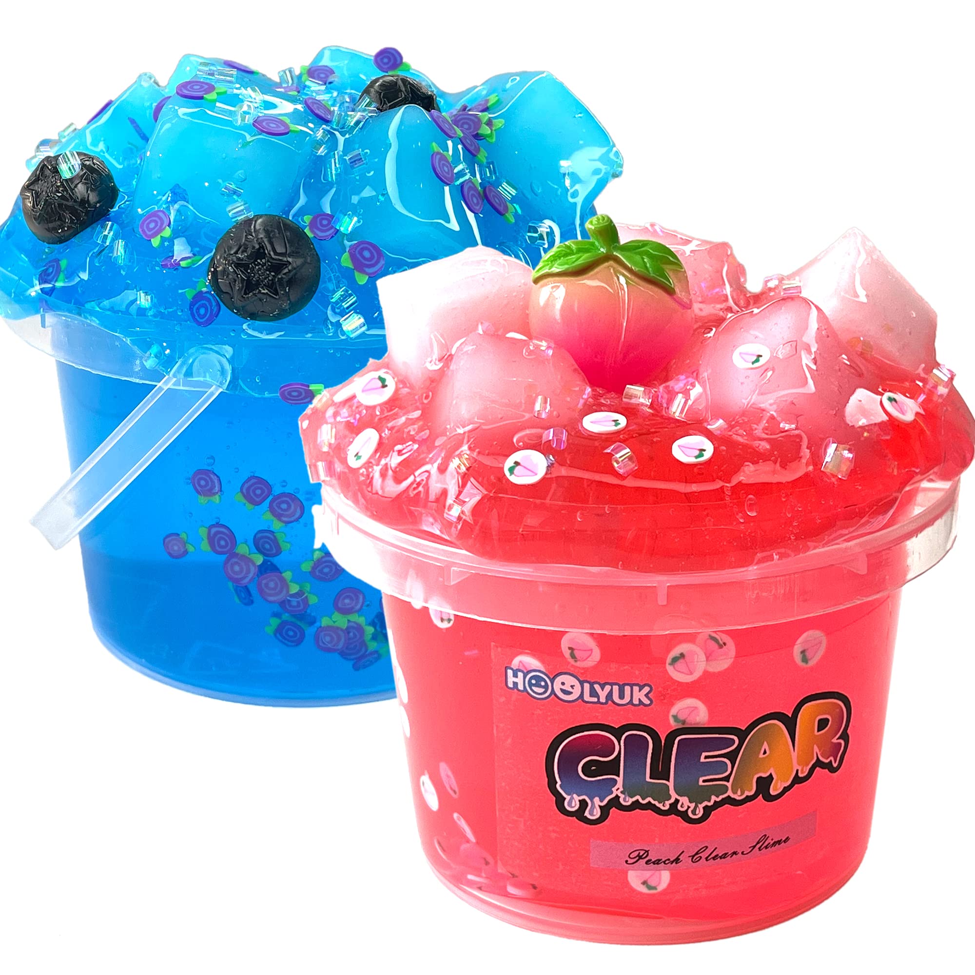 HOOLYUK Clear Slime Kit with Glimmer - DIY Crystal Clear Slime Making Kit with Add-ins for Kids, Teens, and Adults - Stretchy & Non-Sticky for All Ages