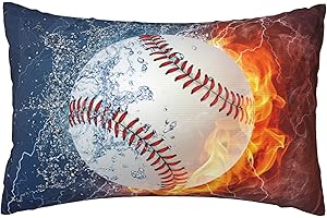 YIJIUWKIS Baseball Throw Pillowcase for Boys Room, Sports-Themed Decorative Pillow Cases Cushion Covers with Cool Fire and Water Pattern for Men Teens Kids Adults Couch Sofa Bedroom Car Chair, 30 x 20 Inch