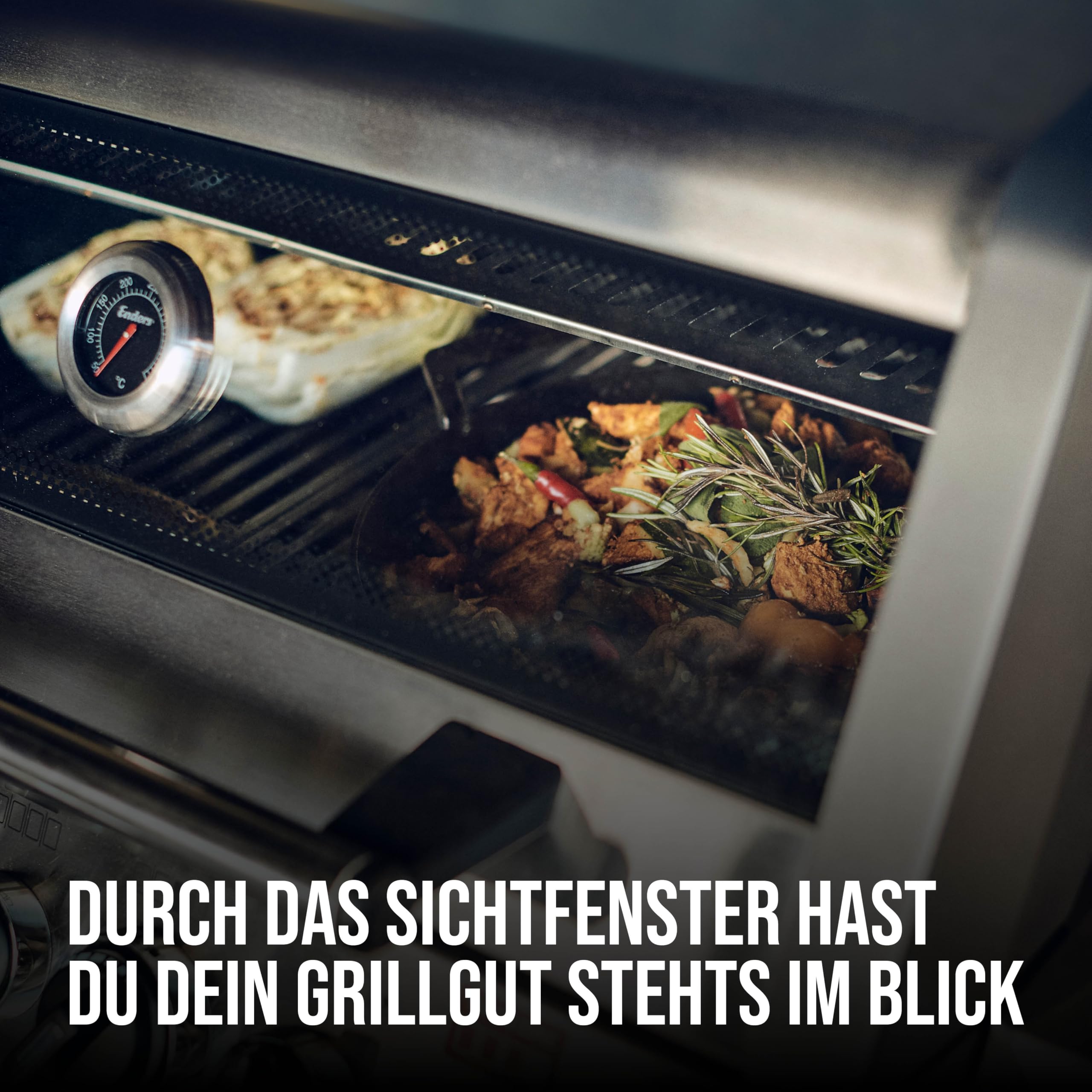 Enders® Gasgrill MONROE PRO 4 SIK TURBO, 4-Edelstahlbrenner, Seitenkocher, Infrarot-Backburner, PanoVision Sicht, HEAT RANGE™-Brenner, SWITCH GRID™, 800 °C TURBO ZONE™, SIMPLE CLEAN™ #8378 6