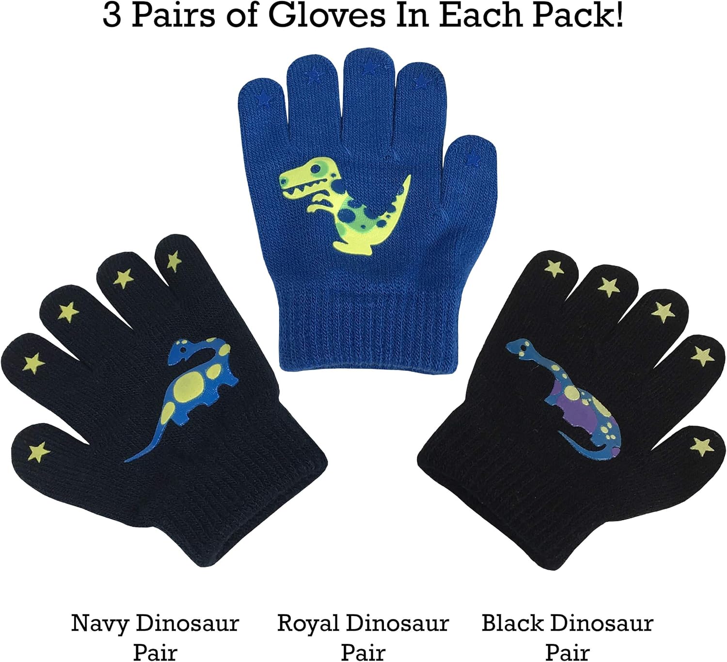 N'Ice Caps Boys Girls Magic Stretch Gloves 3 Pair Pack Assortment: Clothing