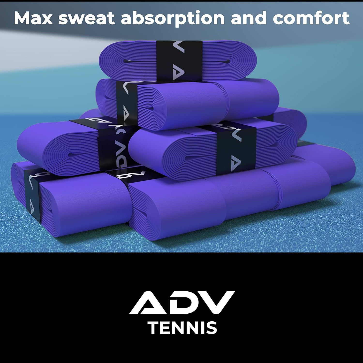 ADV Tennis Dry Overgrip - 12 or 30 Pack - Ultra Absorbent Grip Tape with Exclusive FeltTac Material for High Velvety Comfort - Pro Tested & Designed : Sports & Outdoors