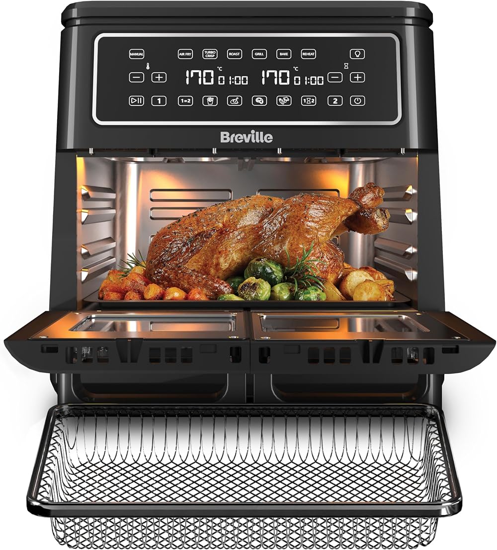 Breville Halo Flexi Air Fryer 11L Dual Zone Oven 2400W Black VDF138