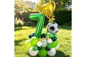 Soccer Trophy Green Number 7 Balloon Column Set (1-9 Age Variants) - Football World Cup Decoration for 7 Year Old Boy Birthda
