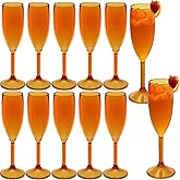12 Pcs Champagne Flutes 5.4OZ Plastic Champagne Glasses Wine Glasses Plastic Goblets for Parties Mimosa Bar Glasses Stemmed Drinking Cups for Wedding Celebration Christmas Birthday Bride (Clear Amber)