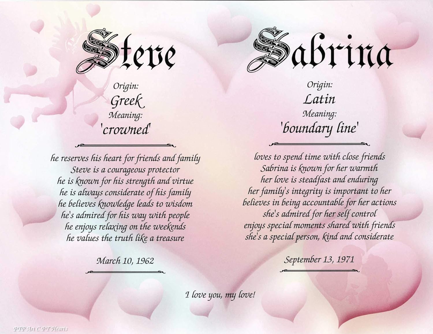 HEARTS Personalized ANY First Name Meaning