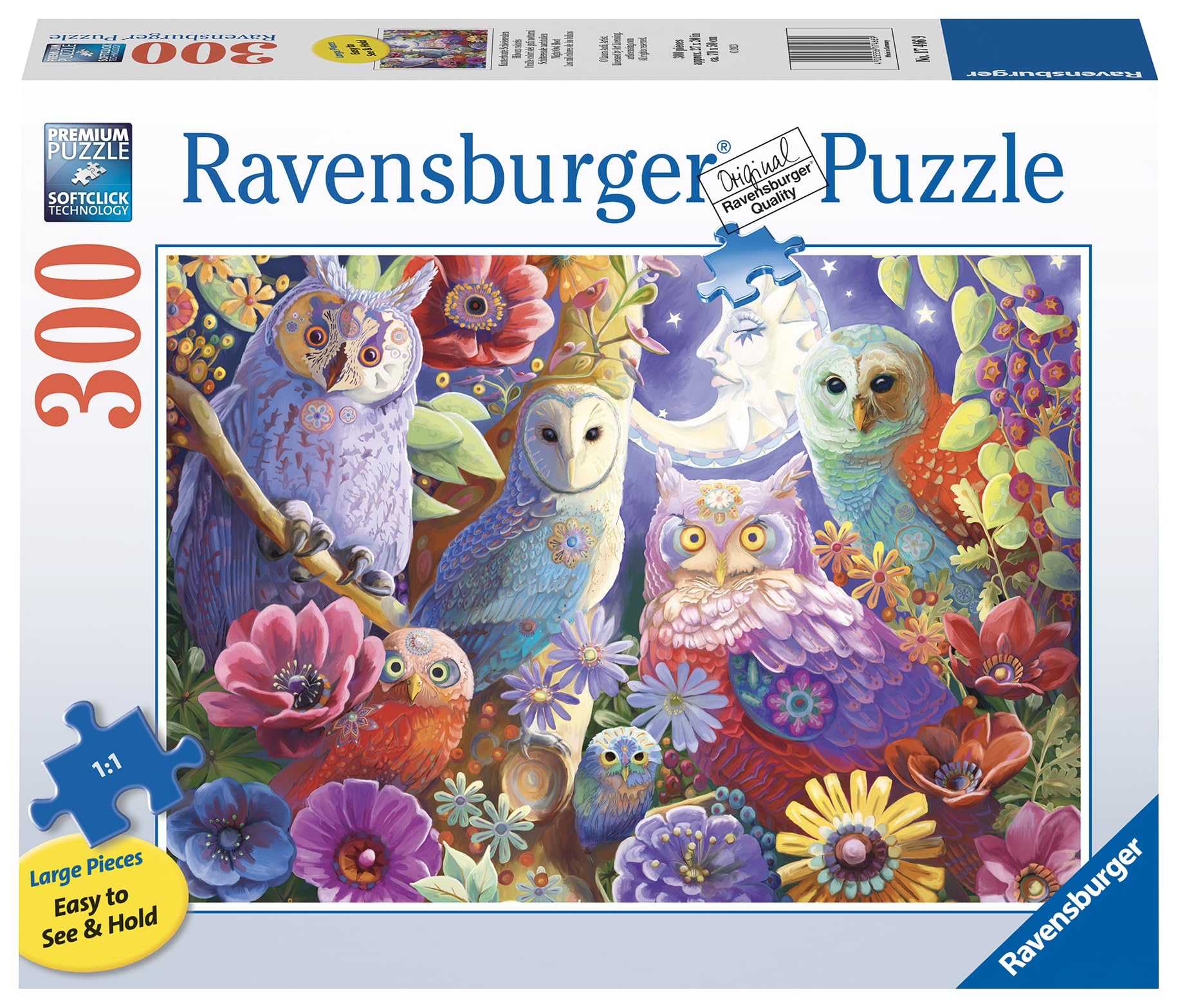 Ravensburger Night Owl Hoot 300 Piece Jigsaw Puzzles for Adults and Kids Age 9 Years Up - Large Format