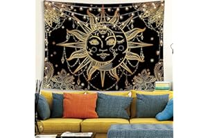 Lunerfex Hippie Sun and Moon Tapestry Bohemian Tapestry Aesthetic Cute Tapestries for Bedroom and Living Room Decor Sun 60×80 Inches