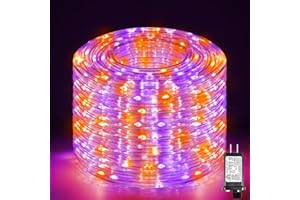 XMASBOKEH Purple Orange Halloween Lights, 100FT 300 LED Rope Lights for Outside Waterproof with 8 Modes, Connectable String Lights for Indoor Patio, Trampoline, Garden, Pool, Tree, Holiday Decorations