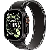 Apple Watch Ultra 3 [GPS + Cellular 49mm] Rugged Titanium Case wtih Black/Charcoal Trail Loop, M/L (Renewed)