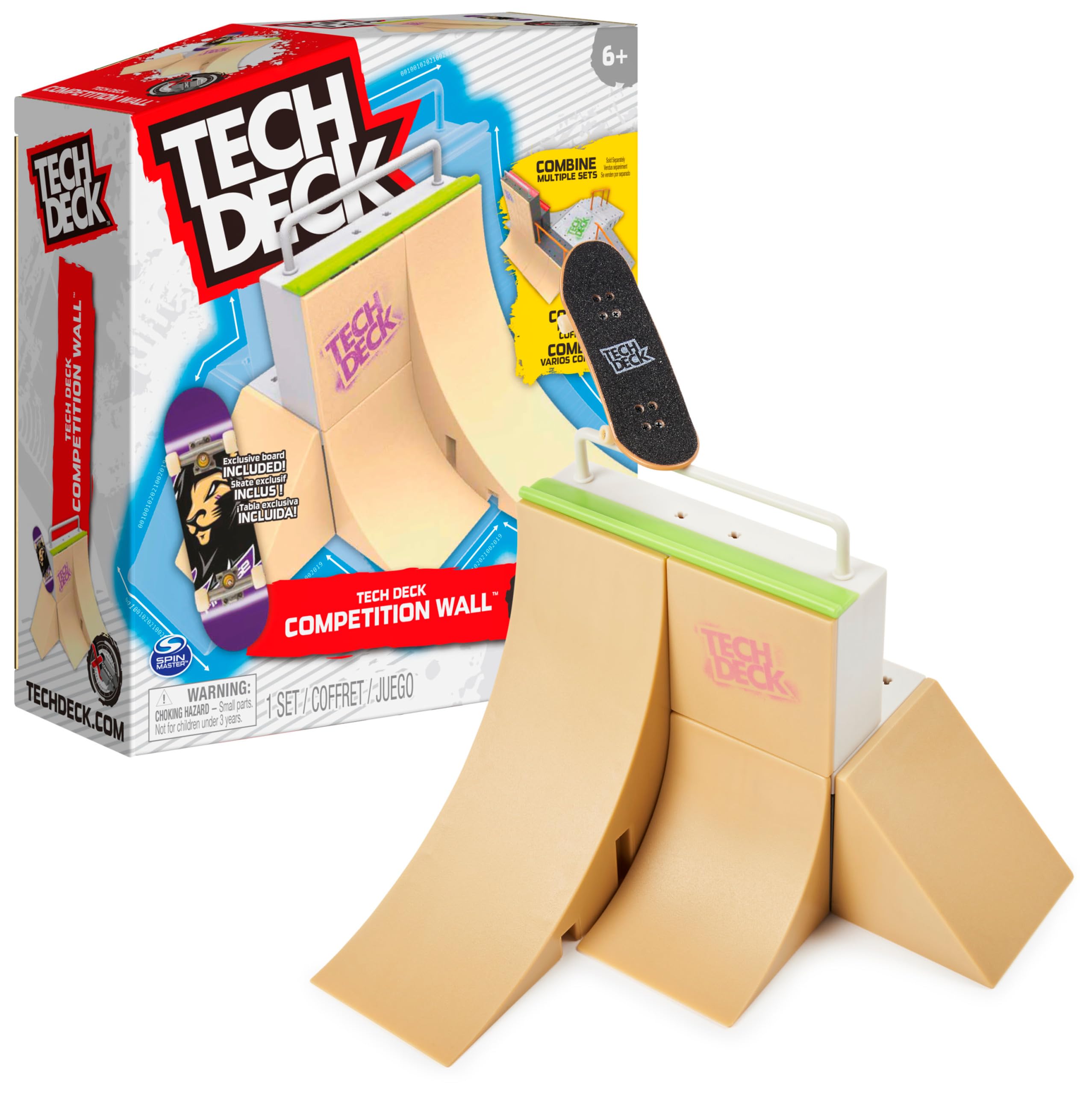 Tech Deck, Competition Wall X-Connect Park Creator, Customisable and Buildable Ramp Set with Exclusive Fingerboard, Kids Toy for Boys and Girls Ages 6 and up