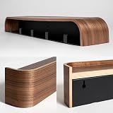 Kazai Toke Wall-Mounted Coat Rack Walnut with 5 Stainless Hooks view 4