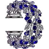 VIQIV Bling Bands Compatible with Apple Watch Band 38mm 40mm 41mm 42mm 44mm 45mm 49mm Iwatch Series SE 9 8 7 6 5 4 3 2 Ultra, Rhinestone Elastic Jewelry Metal Bracelet Dressy Wristband Strap for Women