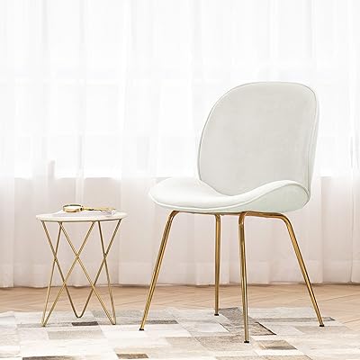 Art Leon Vanity Chair, Modern Upholstered Chair with Gold Legs