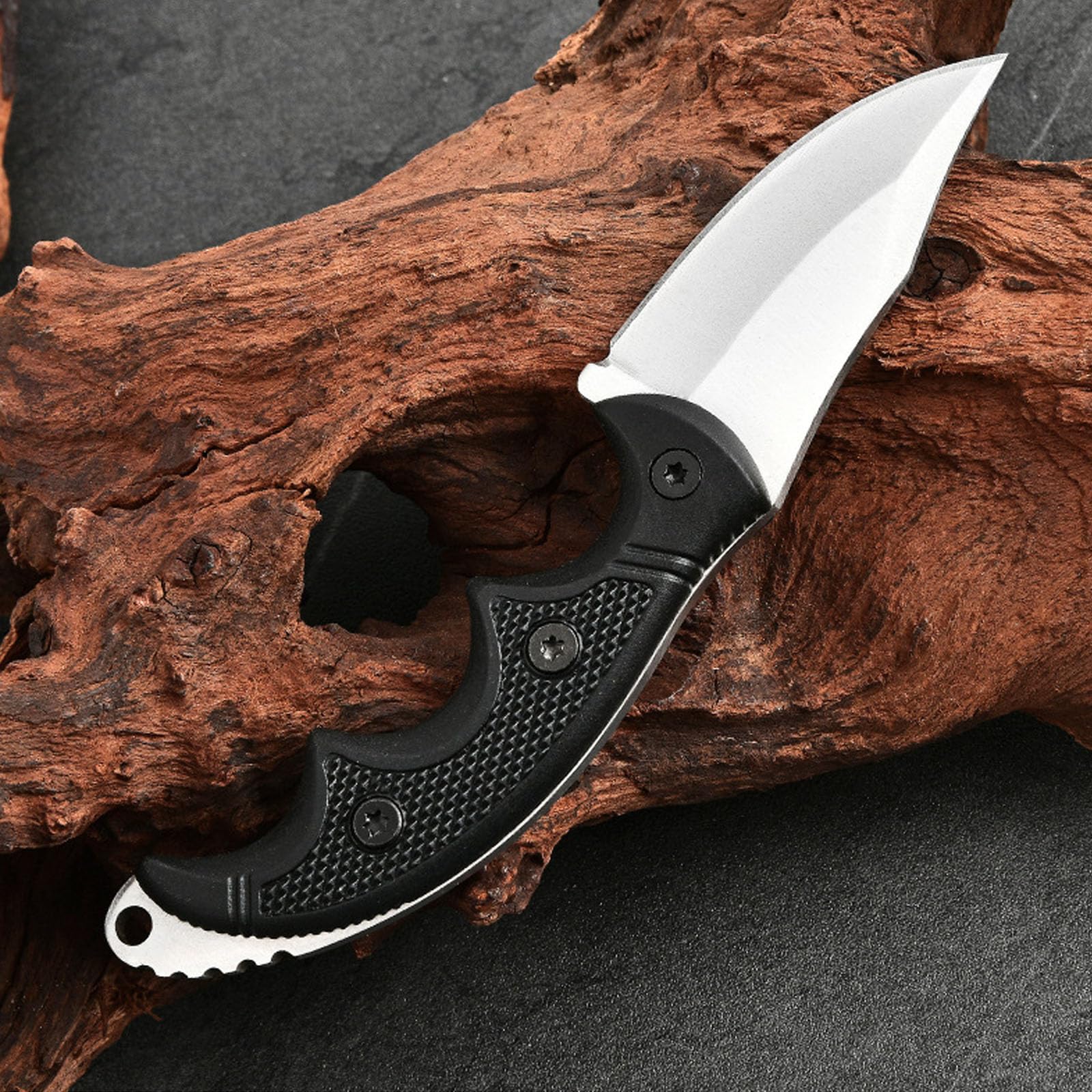 AZHU Small Fixed Blade Knife Neck Knife with Sheath and Chain - Lightweight 2.2 Inch Full Tang Blade for Tactical EDC Camping Survival - Non-slip Handle